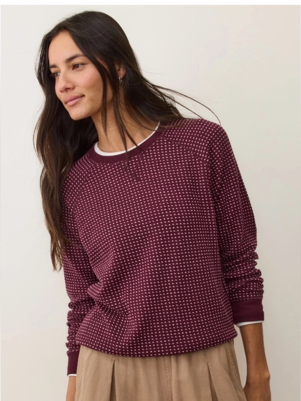 Marine Layer Juno Textured Raglan Crewneck Sweater in Fig Women’s XL